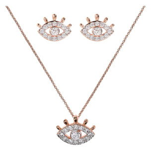 Set Collana e Orecchini Occhio con Pavé di Cubic Zirconia