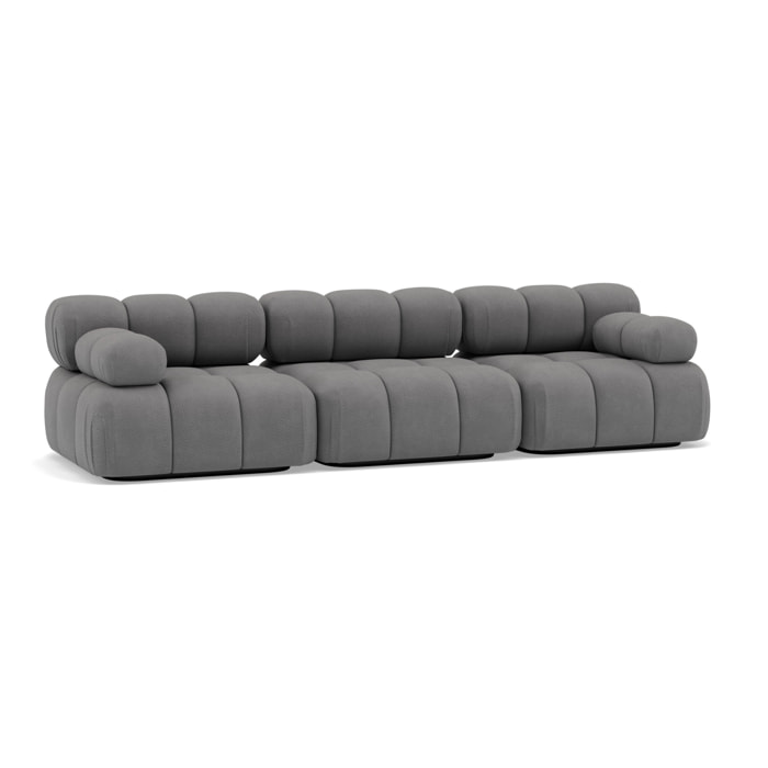 Ruby - canapé droit modulable 3 places en velours texturé - Gris
