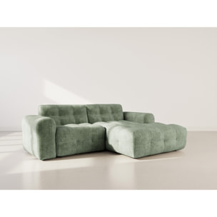 Diane - Canapé d'angle droit 4 places en velours texturé - Vert sauge