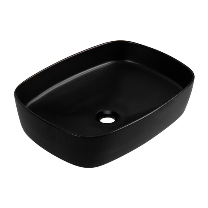 Vasque à poser rectangulaire 50 x 37,5 cm - noir mat - sans trop-plein - PixL Ceramia