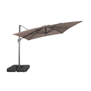 Parasol déporté rectangulaire 3x4m + dalles à lester 50x50cm ANTIBES + DALLES