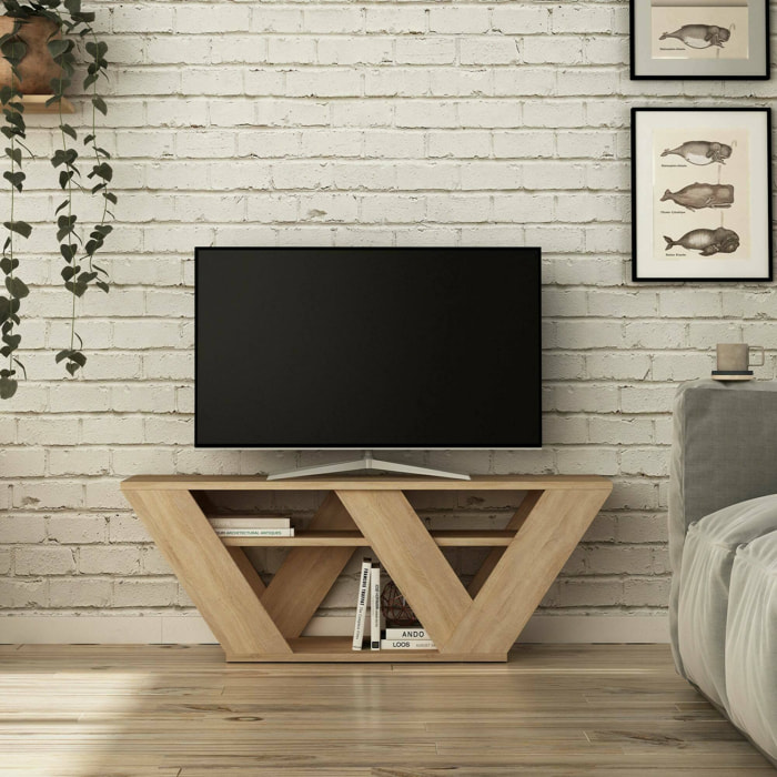 Mobile porta TV Dpellegr, Credenza da soggiorno, Armadio basso per TV, Base parete attrezzata, 110x30h40 cm, Quercia