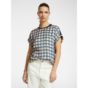 Elena Mirò - Camiseta con frente estampado - Azul aciano
