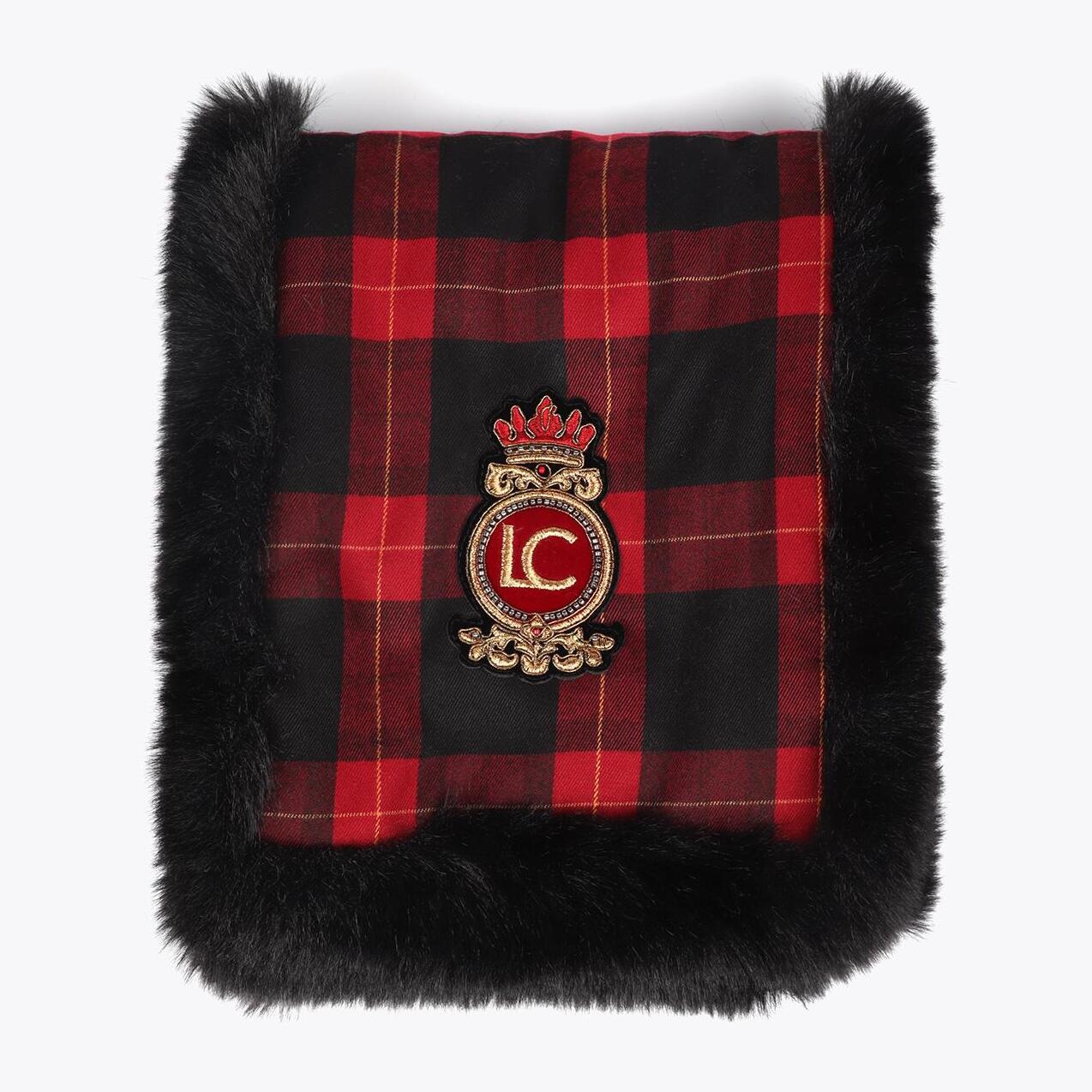 Sciarpa reversibile tartan ed effetto pelliccia