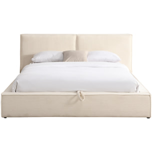 Lit coffre avec tête de lit en velours côtelé - ARNO