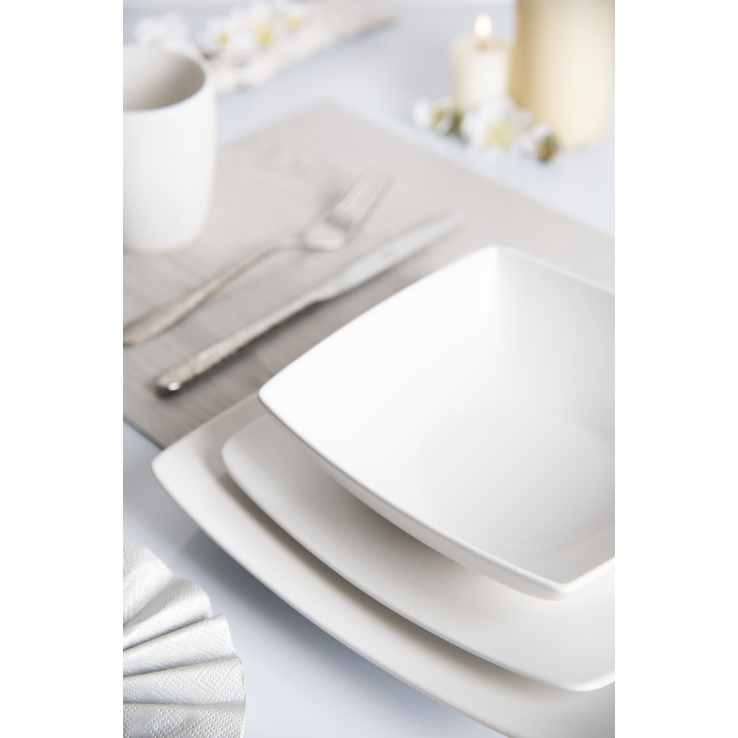 Set 6 piatti frutta Excelsa Eclipse, ceramica, bianco matte