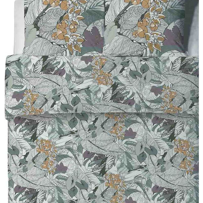 Parure De Couette 3pcs avec Taies oreiller 100% Coton Bio 57 Fils/cm2-zelia