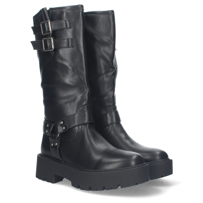 Bota Motera con Tacón Bajo y Plataforma