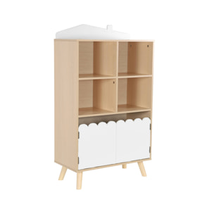 Bibliothèque enfant blanche 2 portes et 4 étagères