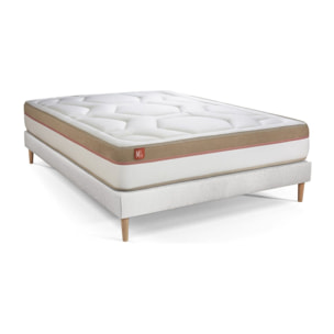 Pack Matelas Le Cosy - 30cm - Mémoire de forme - Confort durable - Sommier kit Blanc - Avec couette et oreillers