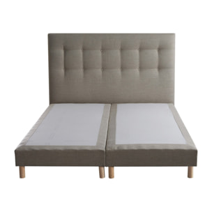 Ensemble sommier tapissier, SYMBIOSE, tête de lit capitonnée beige