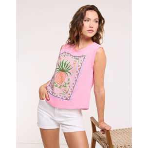 Camiseta Piña Sin Mangas Rosa - Pineti