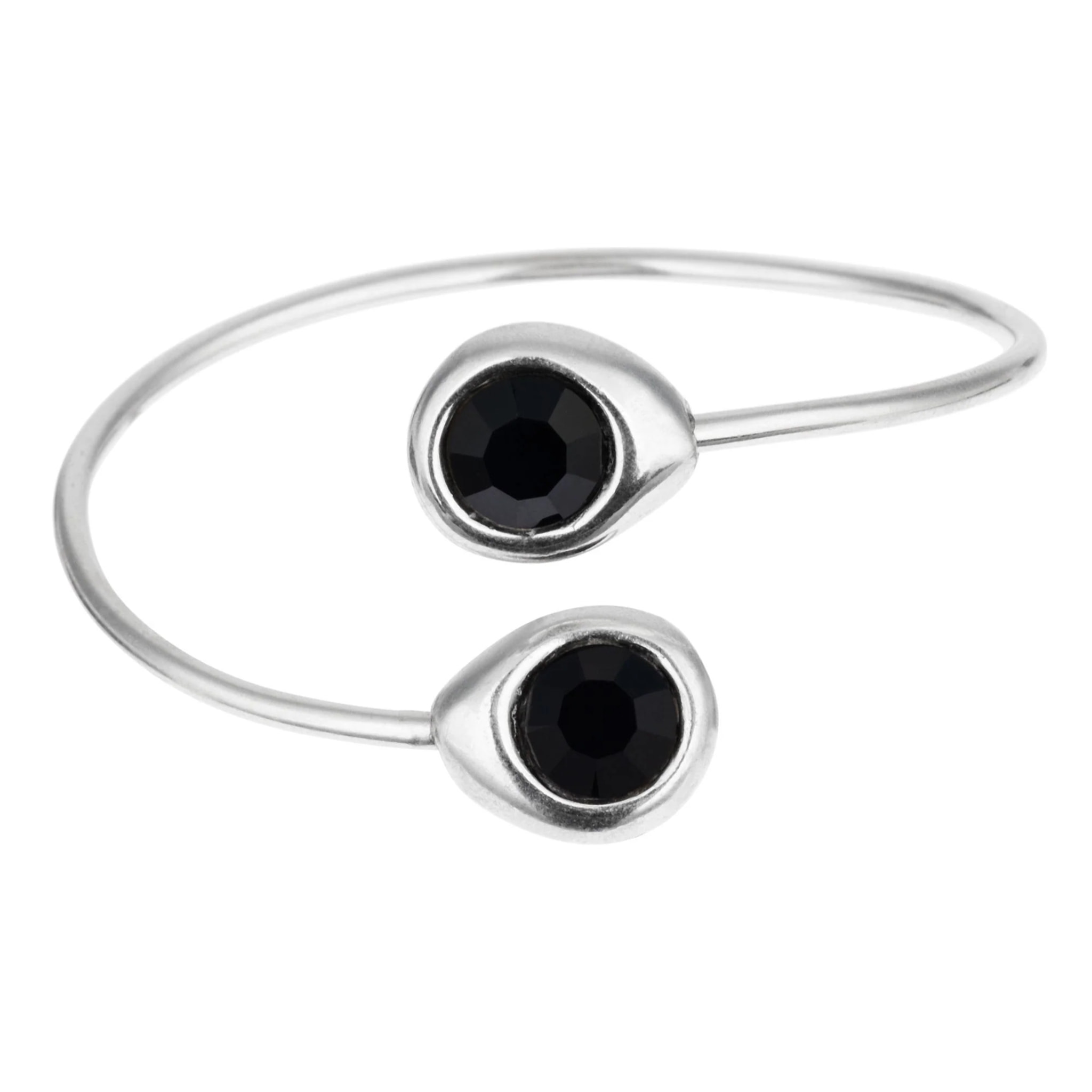 Pulsera aro plata Swarovski negro ajustable