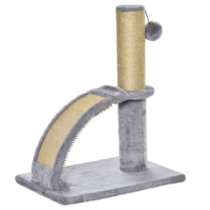 Árbol Rascador para Gatos Altura 43 cm Mini Árbol para Gatos Torre para Gatos con Tabla para Rascar Bola Colgante y Poste de Yute Gris