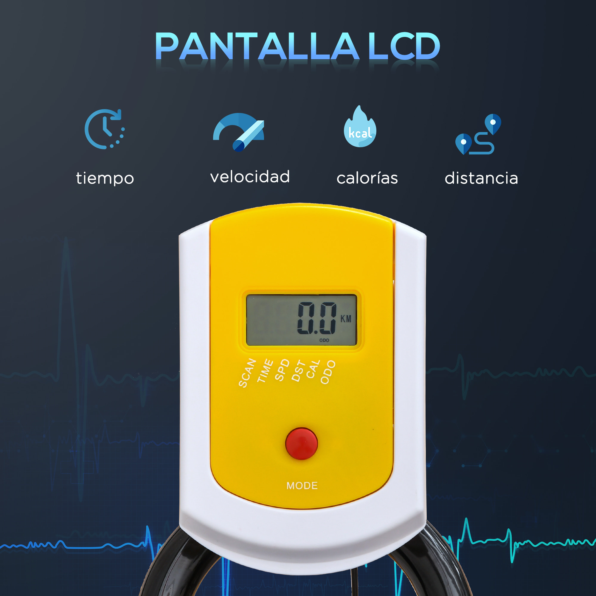 Bicicleta Estática con Resistencia Regulable Bici Estática Bicicleta de Fitness con Pantalla LCD Ruedas Manillar y Asiento Ajustable para Casa Gimnasio Amarillo y Negro