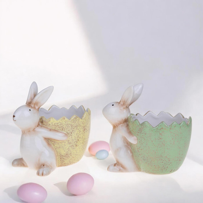 Set 2 conigli con contenitore - Colore Assortite - 20xH16,5x10,5cm - Bianchi Dino