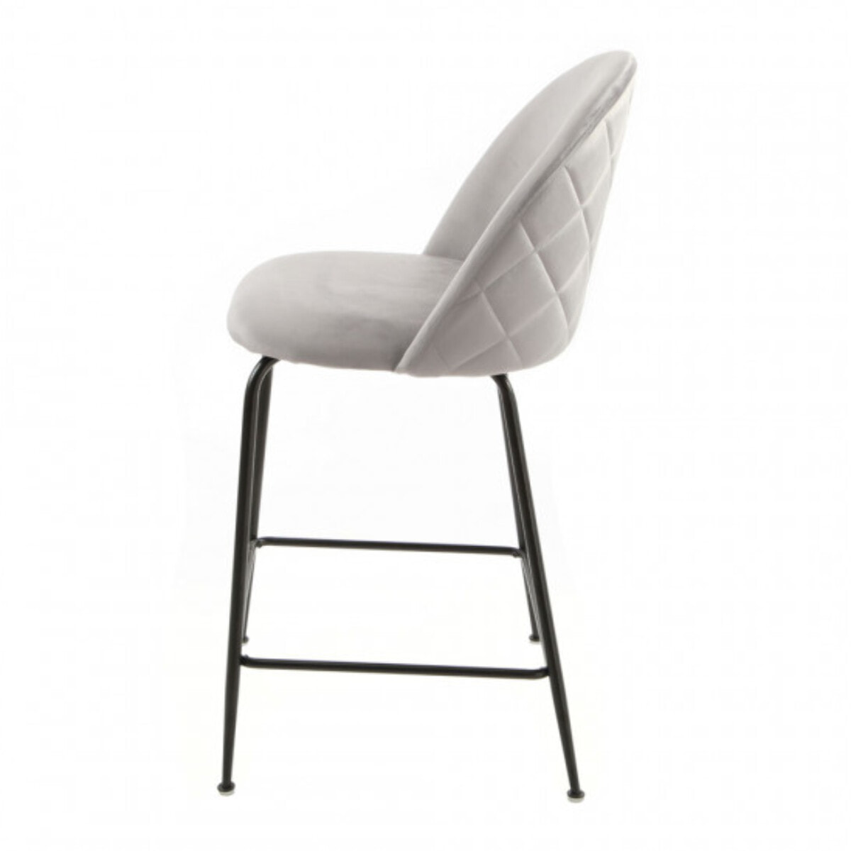 Lot de 2 chaises de bar en velours avec piètement en métal noir - CLEA