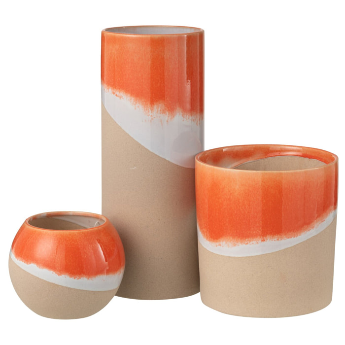 J-Line Vase Cylindre - céramique - orange/naturel - large