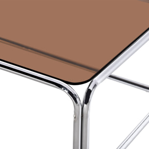 Table basse vintage verre trempé et acier chromé NOLI