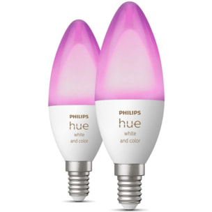 Ampoule LED connectée PHILIPS HUE E14 White&Color Ambiance Flamme pack 2