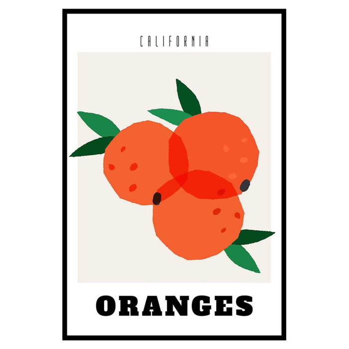 Affiche encadrée oranges Californie Affiche + cadre en métal - Noir