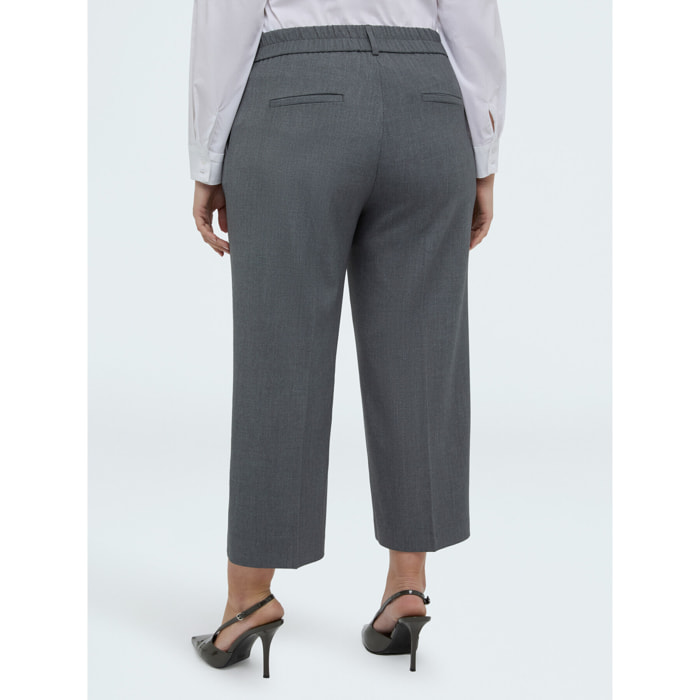 Fiorella Rubino - Pantaloni Cropped in tessuto melange - Grigio