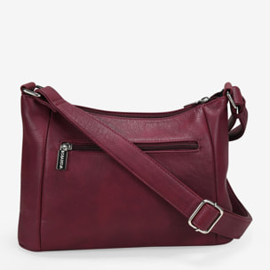 Bolso bandolera burdeos con bolsillo con grabado de serpiente