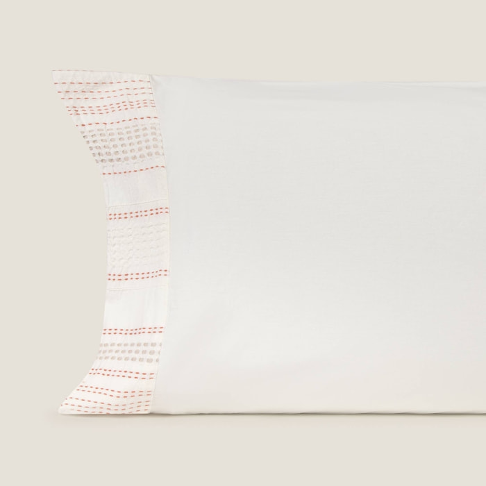 Funda de almohada algodón 180 hilos textura Ritlina color naranja 100% Algodón