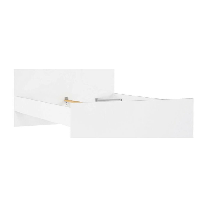 Letto piazza e mezza Gustava, Sommier per camera da letto, Giroletto per stanza, Struttura porta materasso, 197x146 h80 cm, Bianco lucido