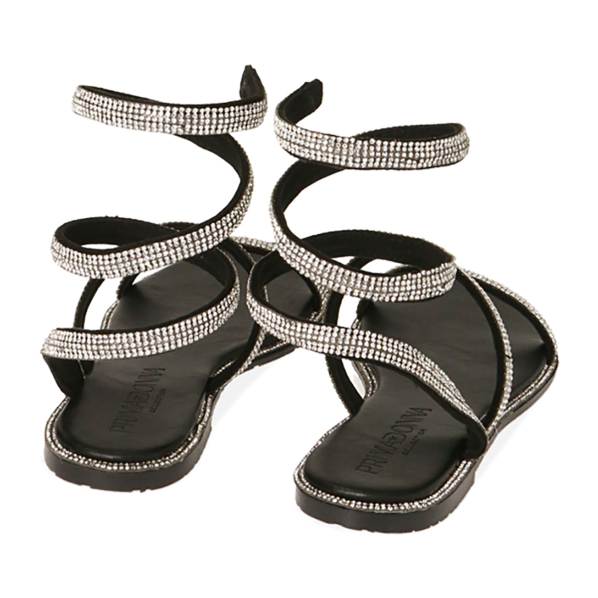 Sandali snake neri con strass