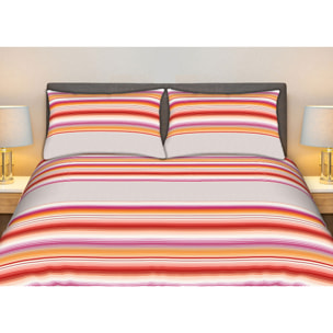 Completo Lenzuola 100% Cotone Effetto Seta Striped Grigio CN