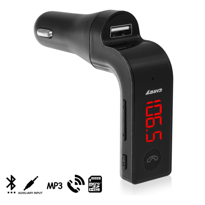 Kit 4 en 1 con manos libres Bluetooth y transmisor FM para coche