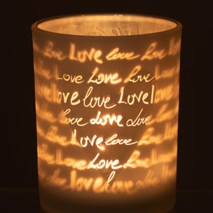 J-Line photophore Love - verre - blanc - medium