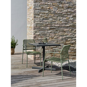 LOUISE - Ensemble repas de jardin 2 places en acier gris anthracite