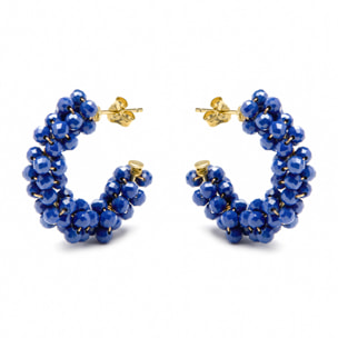 Pendientes de Aleación de Metal y Cristal Azul Oscuro acabado en rodio