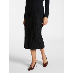 Elena Mirò - Falda en hilo de viscosa LENZING™ ECOVERO™ - Negro