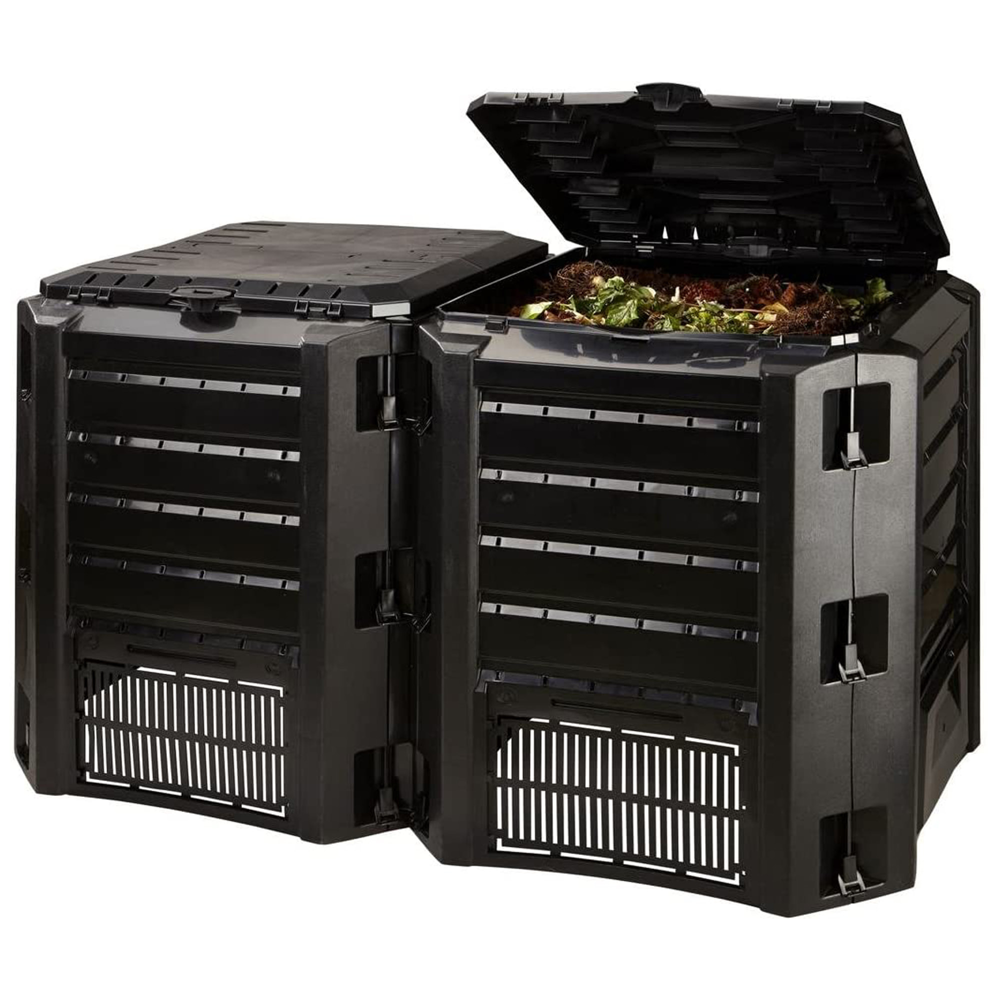 Compostador 800 L Prosperplast Compogreen Module de plástico en color Negro, 82,6 (alto) x 135 (ancho) x 71,9 (profundo) cms
