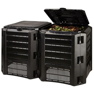 Compostador 800 L Prosperplast Compogreen Module de plástico en color Negro, 82,6 (alto) x 135 (ancho) x 71,9 (profundo) cms