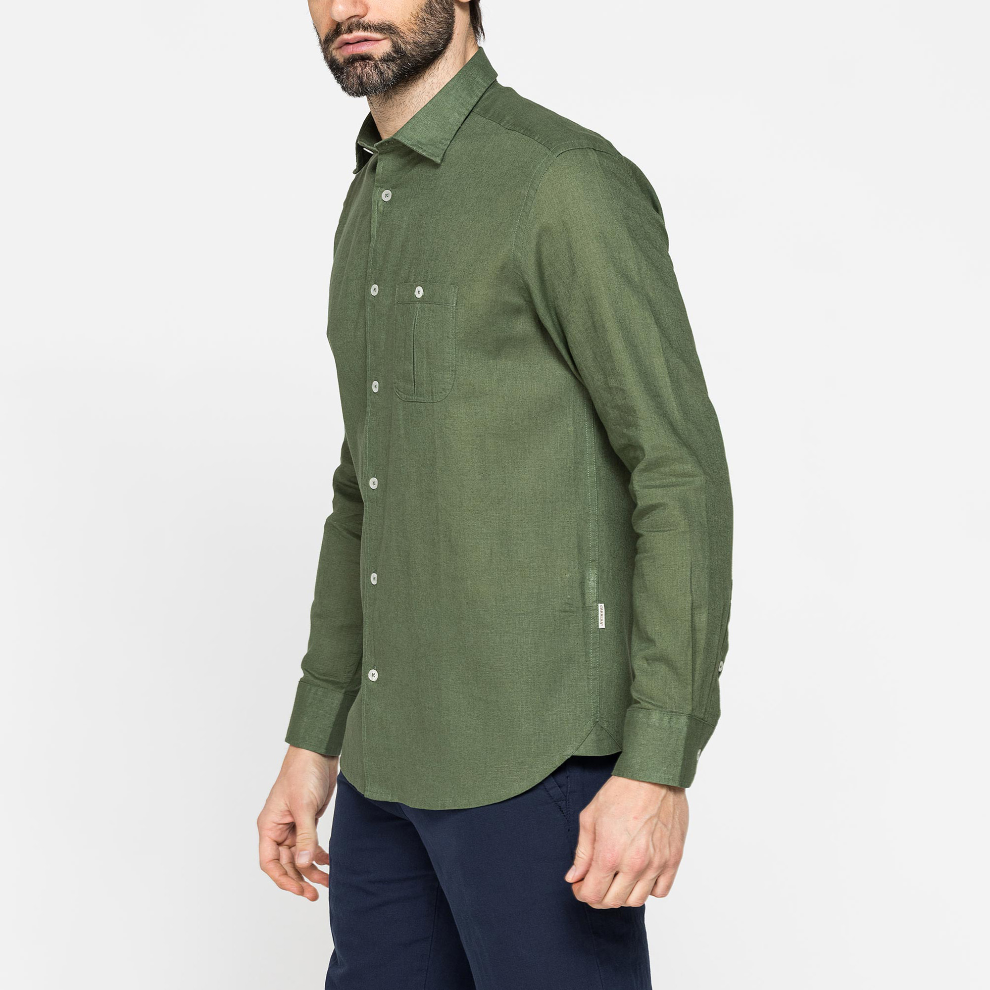 CAMICIA MISTO LINO COTONE IN COLORE TINTA UNITA