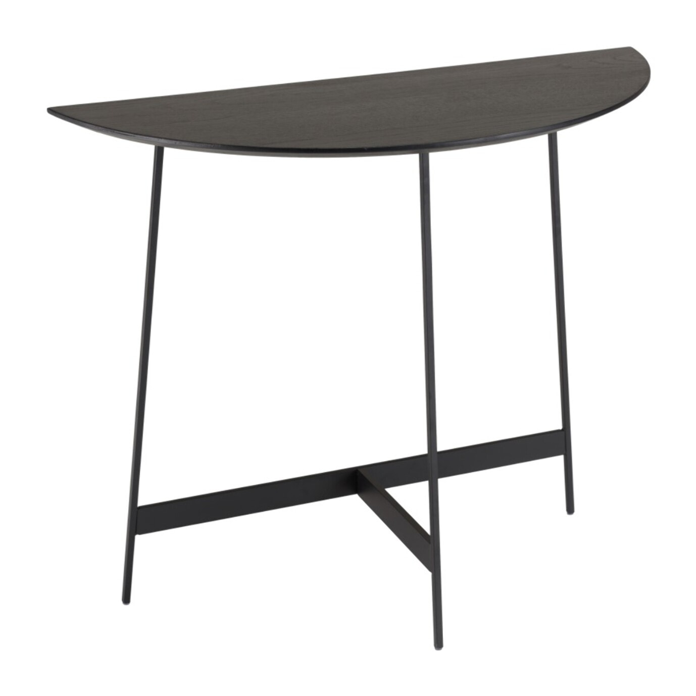 DALY - Console demi-lune noire 83x35cm piètement métal