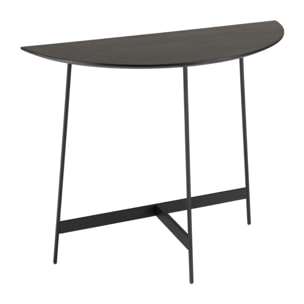DALY - Console demi-lune noire 83x35cm piètement métal