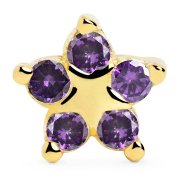 Orecchino Singolo Star Spark Lavender Argento Placcato Oro