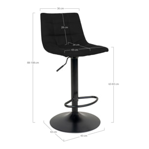 Set 2 sgabelli da bar Middelfart in velluto nero con base nera