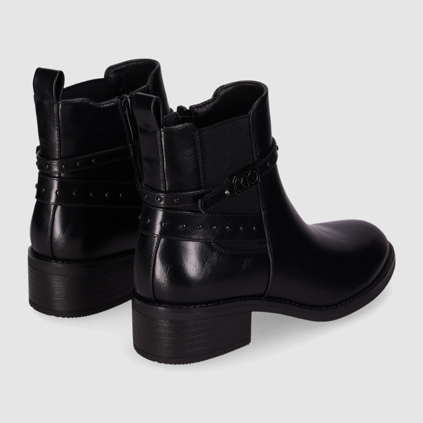 Botines de Piel Sintética - Negro - Tacón: 5 cm