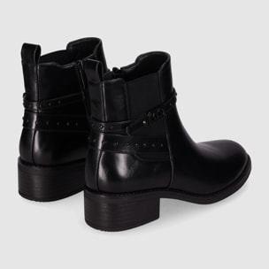 Botines de Piel Sintética - Negro - Tacón: 5 cm