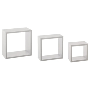 3 petites étagères murales "Fixy" cube blanc