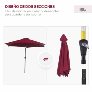 Sombrilla Reclinable de Aluminio Poliéster 2,7x2,35m Rojo