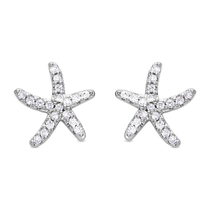 Pendientes de Circonita Brillante acabados en rodio