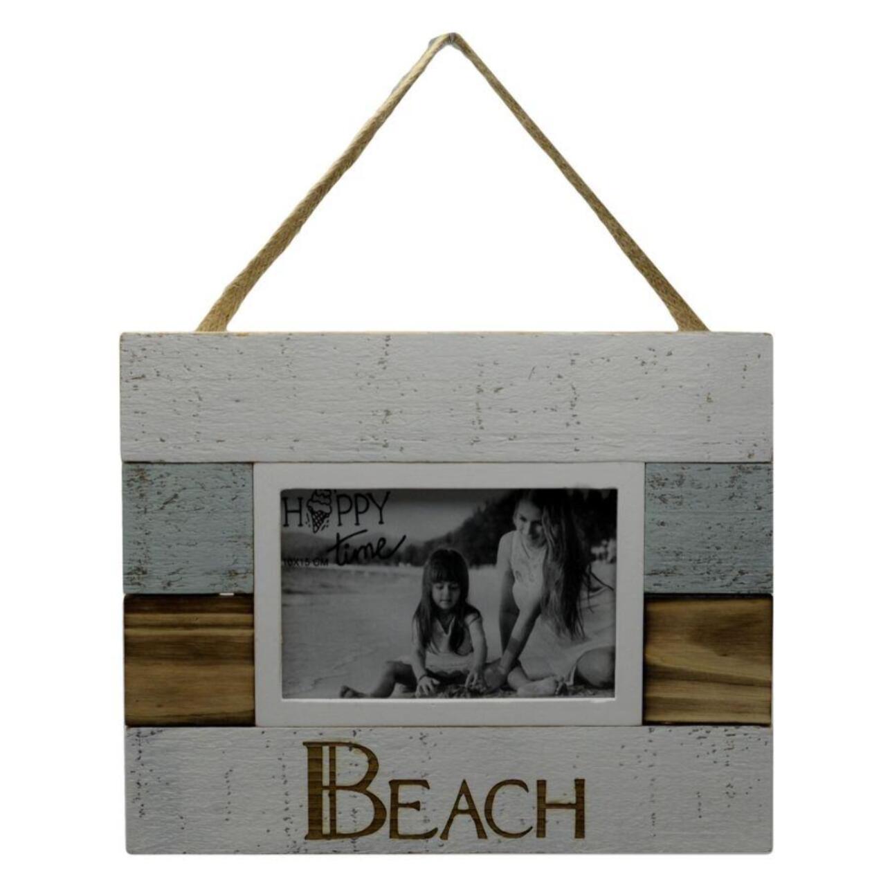 Portafoto da muro mare in legno "beach" rettangolare cm27x2h22
