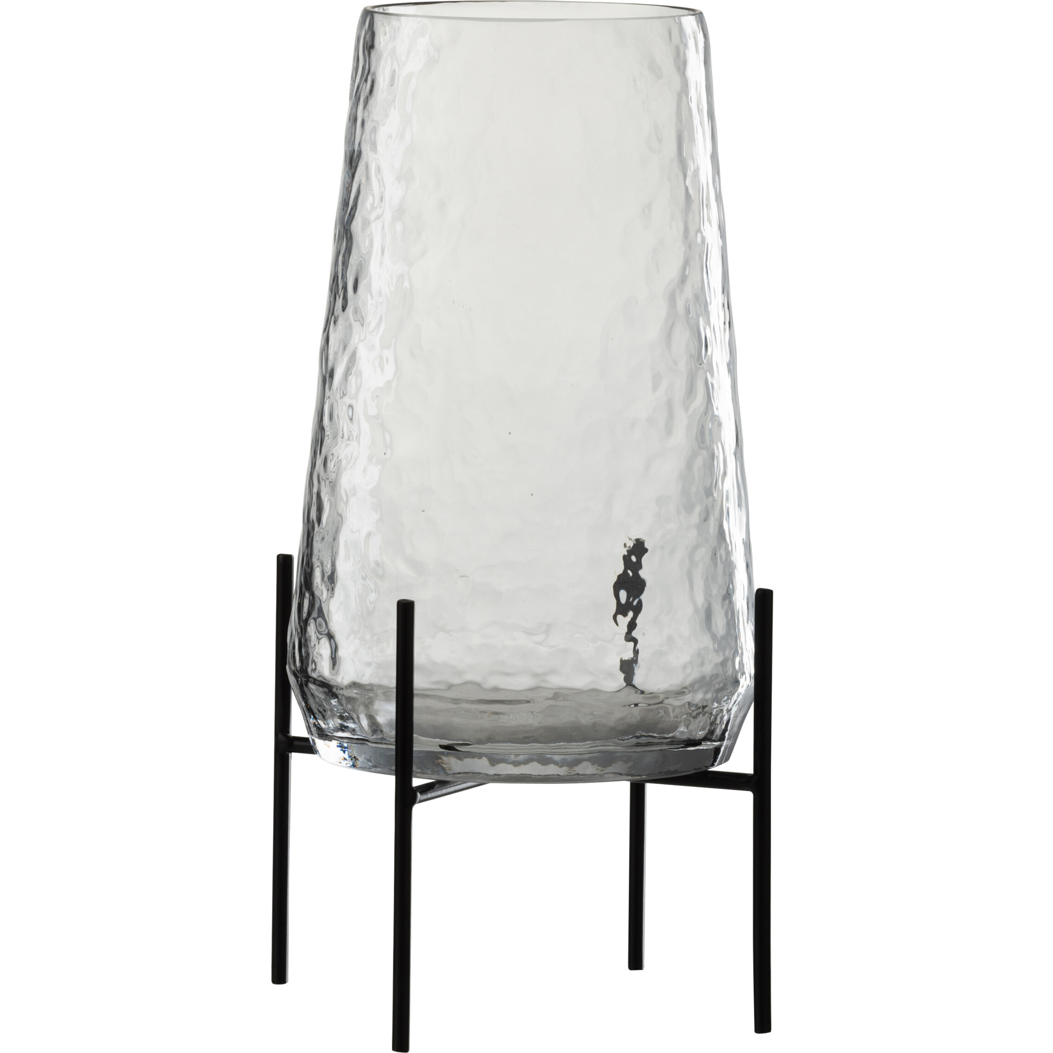 J-Line vase Sur Pied Irregulier - verre - transparent/noir - large - Ø 18 cm